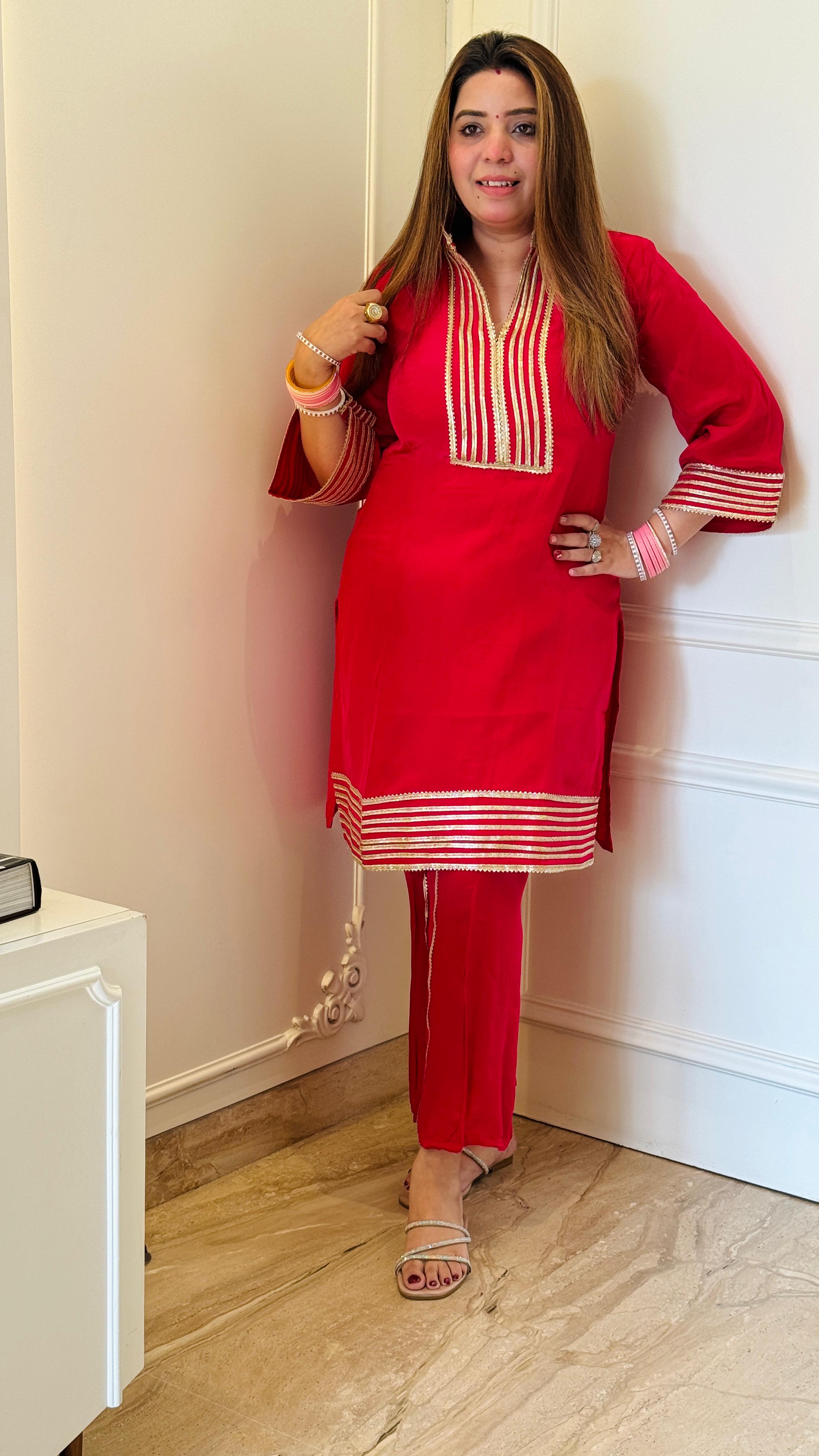 Red Suit Set with Gotta Work